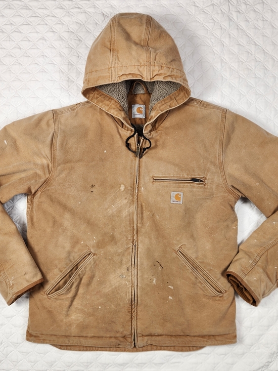 Carhartt Other - Carhartt Men's Tan Hooded Work Jacket with Sherpa Lining